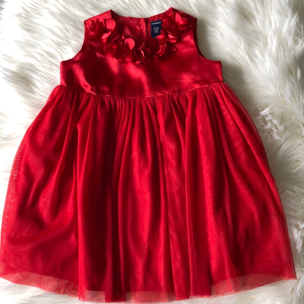 Red tulle and silk dress